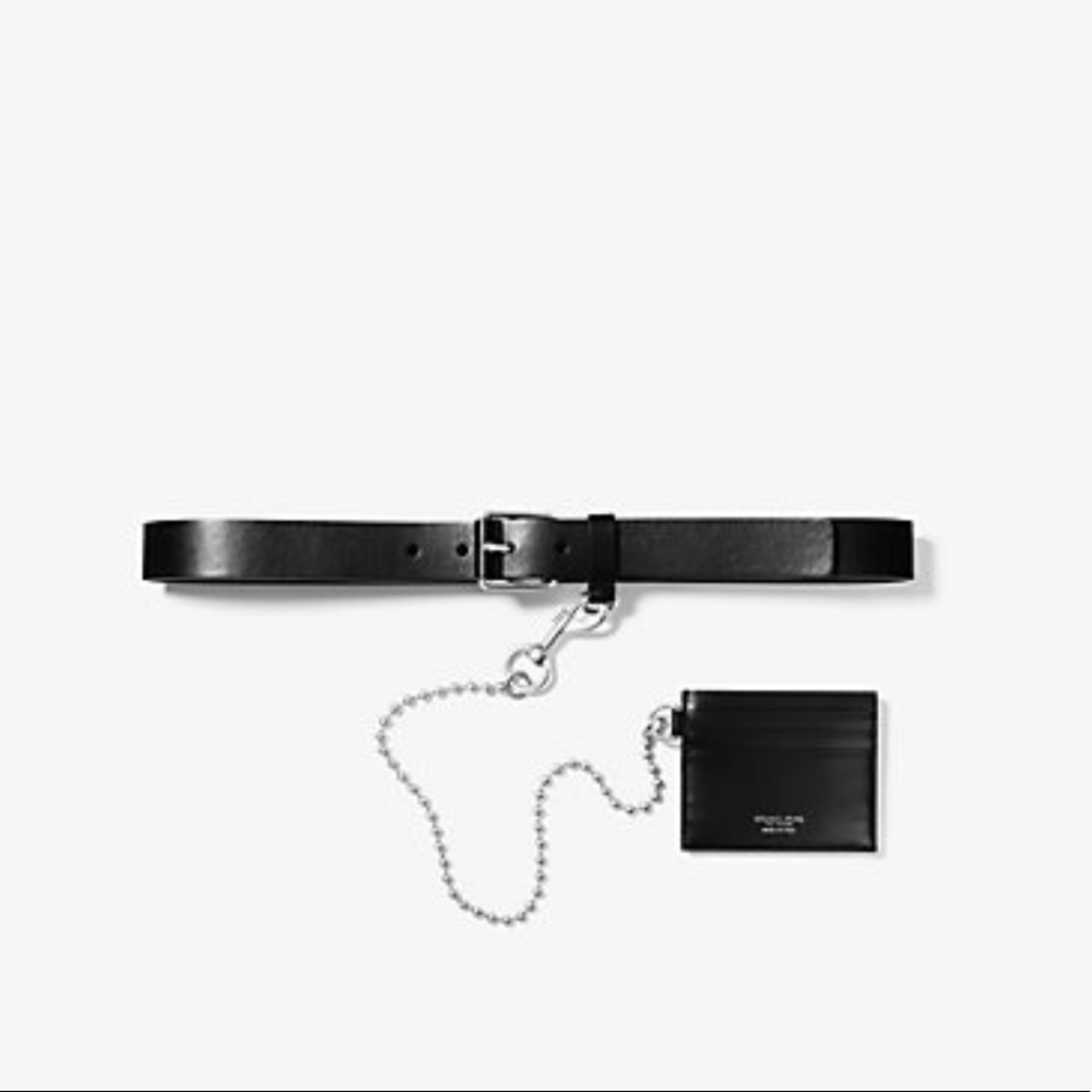 Leather Trouser Belt with Chain Wallet